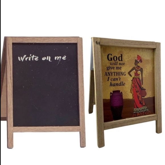Table Decor Chalkboard African Art Easel Picture Sign Double Sided - Picture 14 of 14